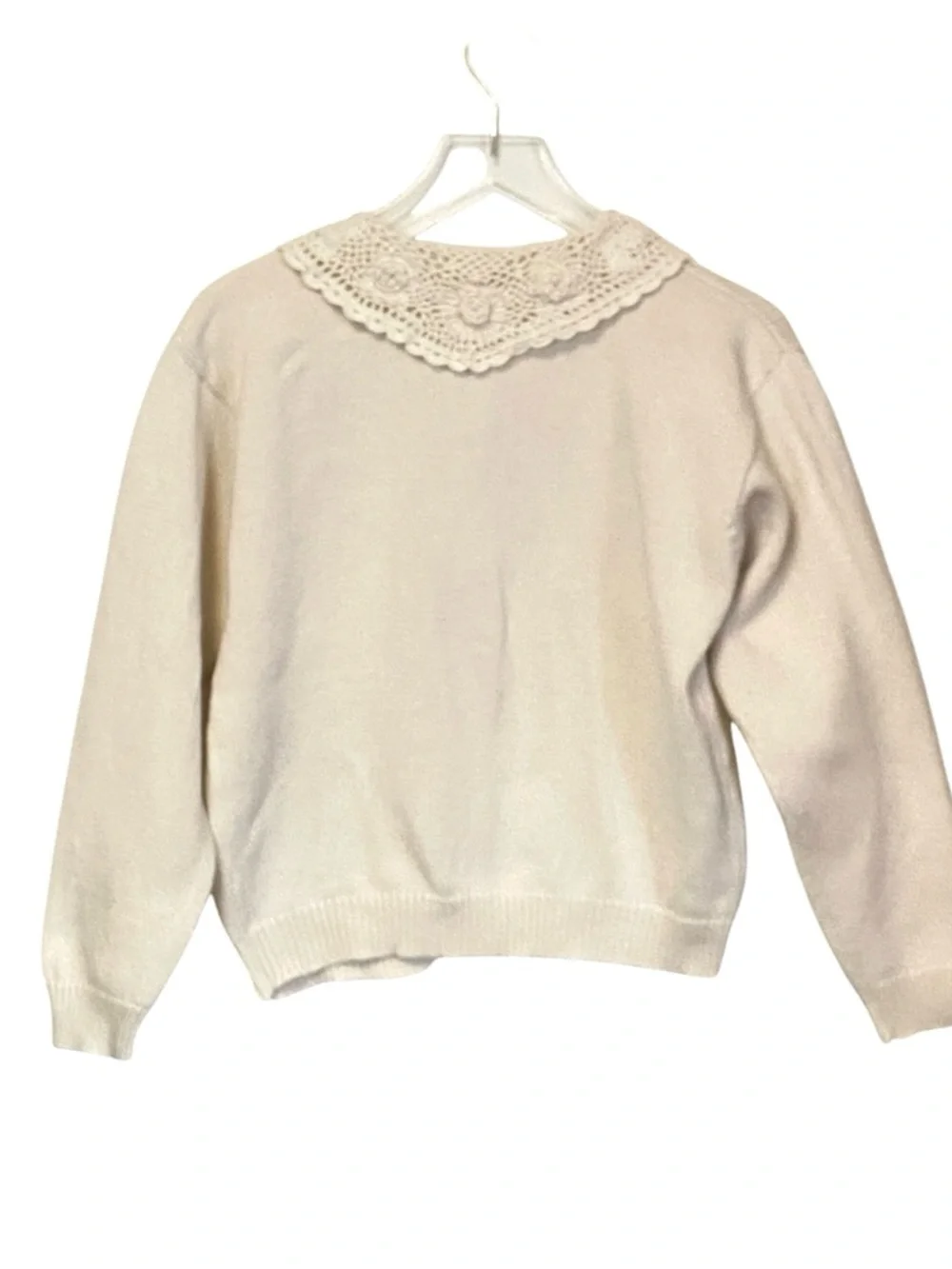 Vintage GAP Crochet Collar Cardigan Peter Pan Button Cottagecore Preppy Small - Picture 4 of 8